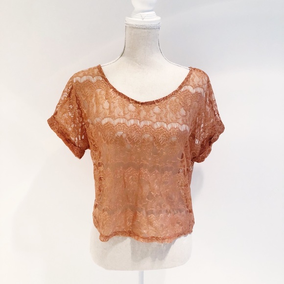 Burnt Orange lace top - Picture 1 of 2
